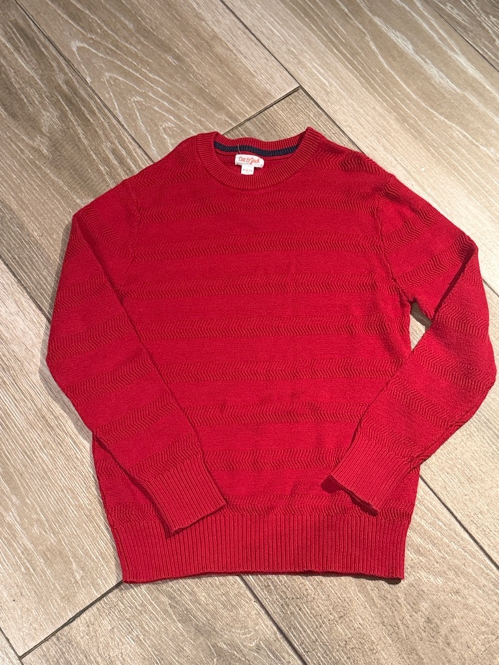Cat & Jack Red Textured Crewneck Sweater